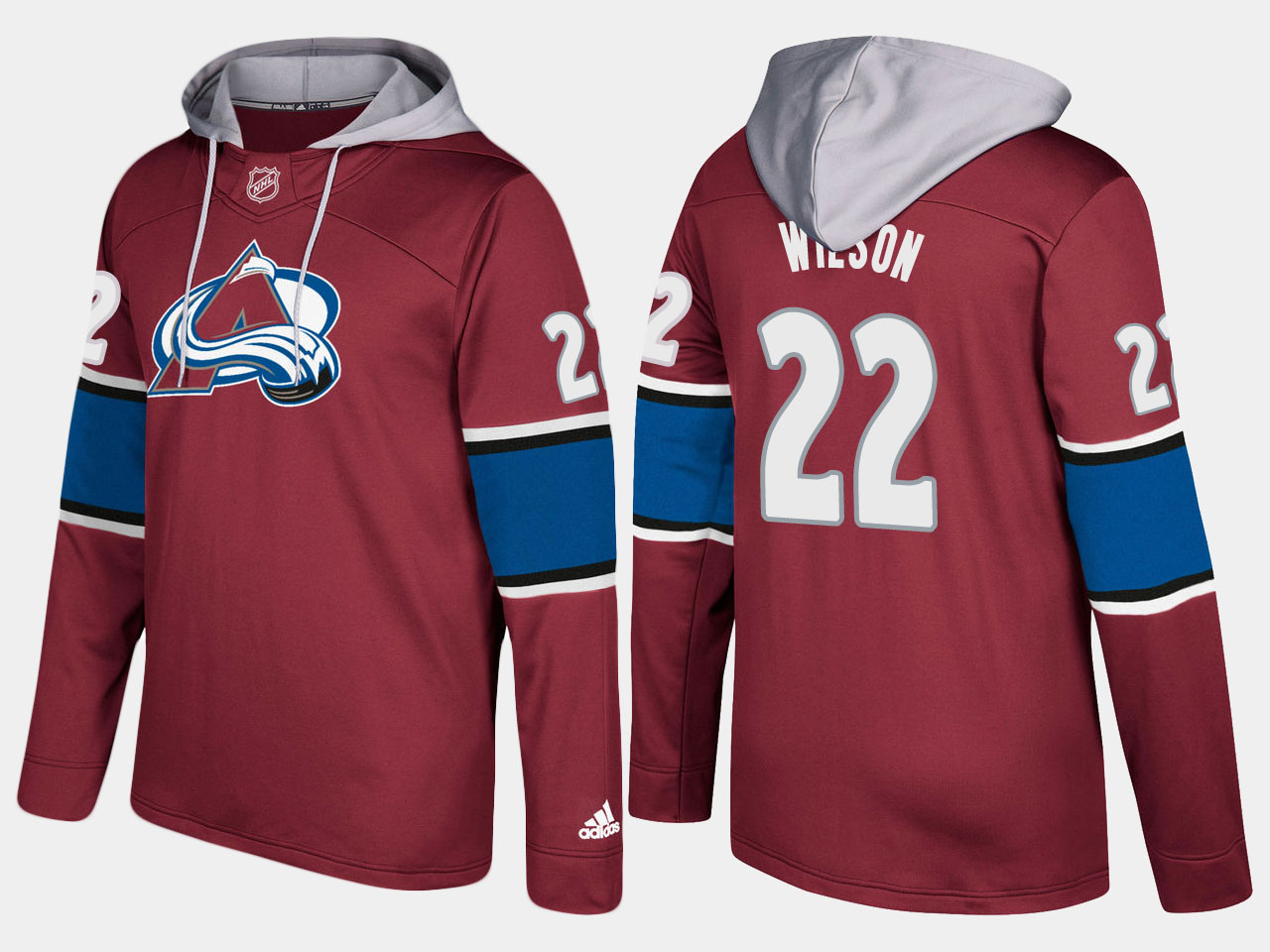 Men NHL Colorado avalanche #22 colin wilson burgundy hoodie